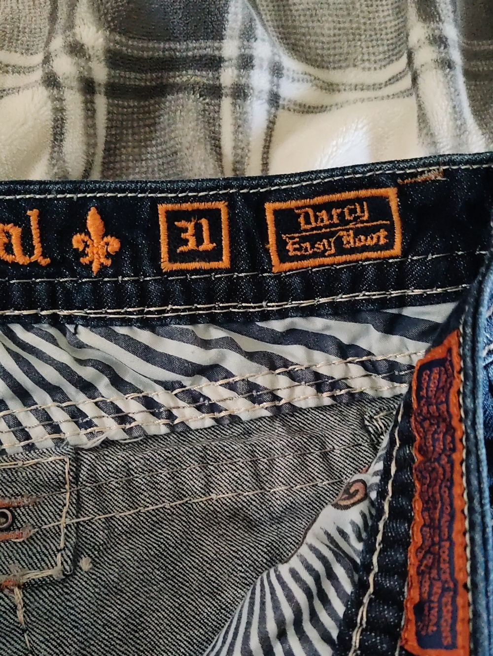 Rock Revival Women’s Dark Blue Jeans with Orange Stitching